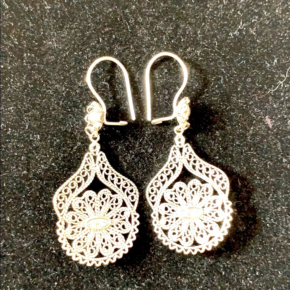 Vtg Earrings 925 Sterling Silver Dgs Turkey View 2